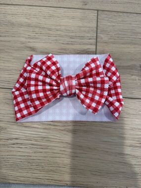 Red Gingham Bow Headband for Kids